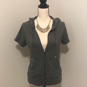 Gray Danskin Short-Sleeved Hoodie Size Sm